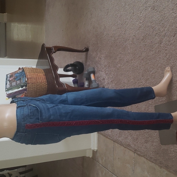 Romeo & Juliet m red velvet laser cut stripes down the side medium wash ra… - Picture 8 of 10